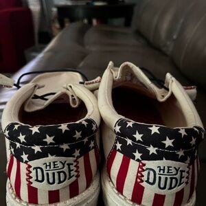 Hey Dude Red and White Stars & Stripes Loafers